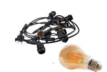 Zestaw girlanda ogrodowa żarówkowa 10m 10pkt +10szt żarówka vintage retro Edison Filament LED 4W A60 E27 2300K 