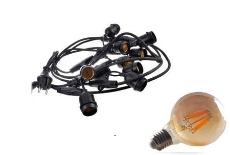 Zestaw girlanda ogrodowa żarówkowa 15m 15pkt + 15szt żarówka vintage retro Edison Filament LED 8W G80 E27 2300K